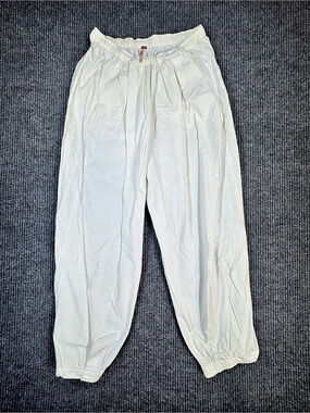 Free People Women's Off White Harem Pants XS Cotton Rayon Woven Relaxed Tapered